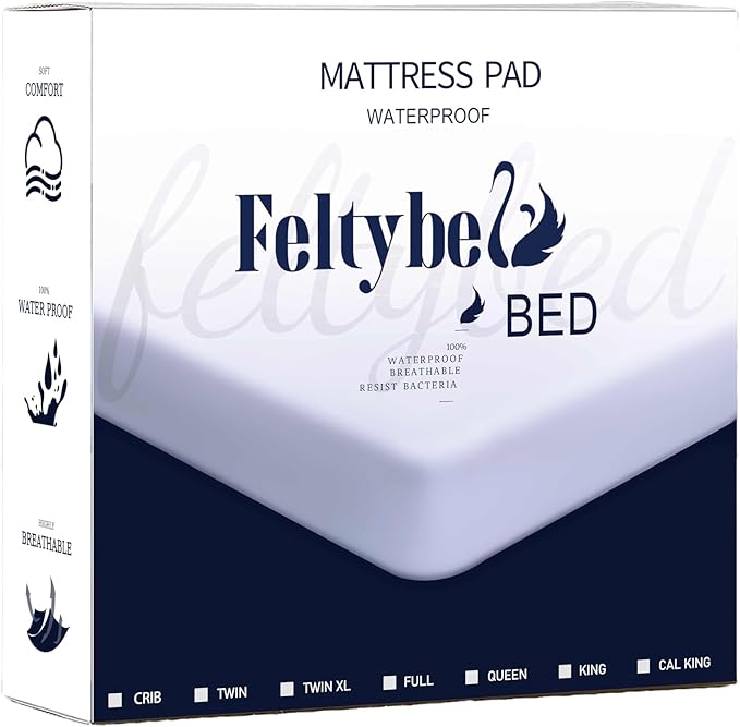 FELTYBED Twin Size 39"x75" Waterproof Mattress Protector, Soft Bed Grey Mattress Cover Twin, Breathable Mattress Pad Cover with Deep Pocket 6"- 15", Noiseless Washable