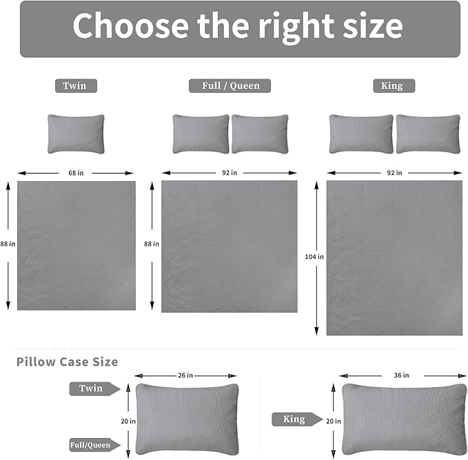 Easy-Going Twin Size Reversible Quilt Set with 1 Quilt and 1 Pillow Sham, Soft Bed Quilt Cover, Water Resistant Lightweight Microfiber Bedspread, Stain Resistant, Olive Leaf-Light Gray/Ivory