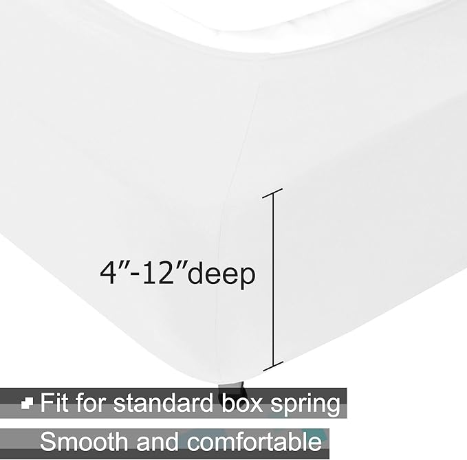 Box Spring Cover Queen Size - Jersey Knit & Stretchy Wrap Around 4 Sides Bed Skirt for Hotel & Home - Queen/Queen XL, White