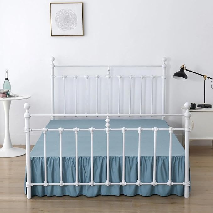 Bed Skirt Queen Size Ruffled Bed Skirt with Split Corners, 12 Inch Drop Dust Ruffle Bed Skirts with Platform, 12''Queen