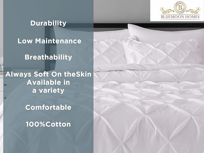 Comforter Cover King Size Pinch Pleated 800 Thread Count 100% Egypitian Cotton 1 Duvet Cover & 2 Pillow Shams Long Staple Quilt Silky Soft, Breathable With Zipper -3 Piece All Season Set (Ivory)