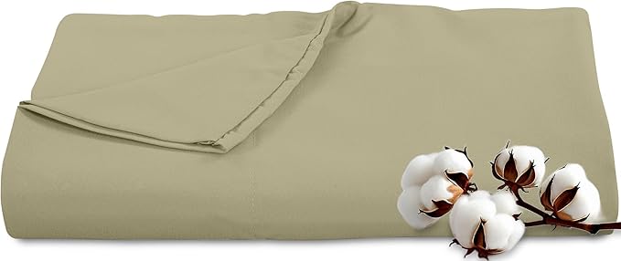 Royale Linens 300 Thread Count 100% Long Staple Combed Cotton Flat Sheet - Super Soft - Top Sheets - Queen Flat Sheet Sold Separately - Breathable, Cool & Crisp Percale Sheets Only (Queen, Sage Green)