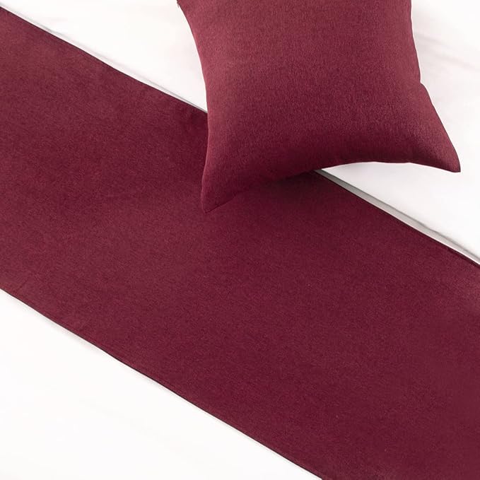AMBERIS Bed Runner Red, Imitation Linen Decorative Bed Scarf for Home Hotel (Pillowcases Sold Separately)