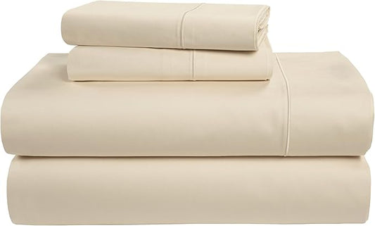 LANE LINEN 100% Egyptian Cotton Queen Sheet Set, Soft & Comfy Hotel Like Thick Fully Elasticized Mercerized Cotton Queen Size Set, No Pill Fade Resistant Queen Sheets, 15" Deep Pocket - Summer Sand
