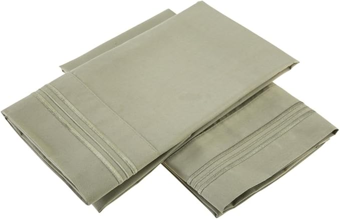Clara Clark 1800 Series Bed Sheet Sets - Stay fit on Mattress with Elastic Straps at Corners - King, Sage Olive Green