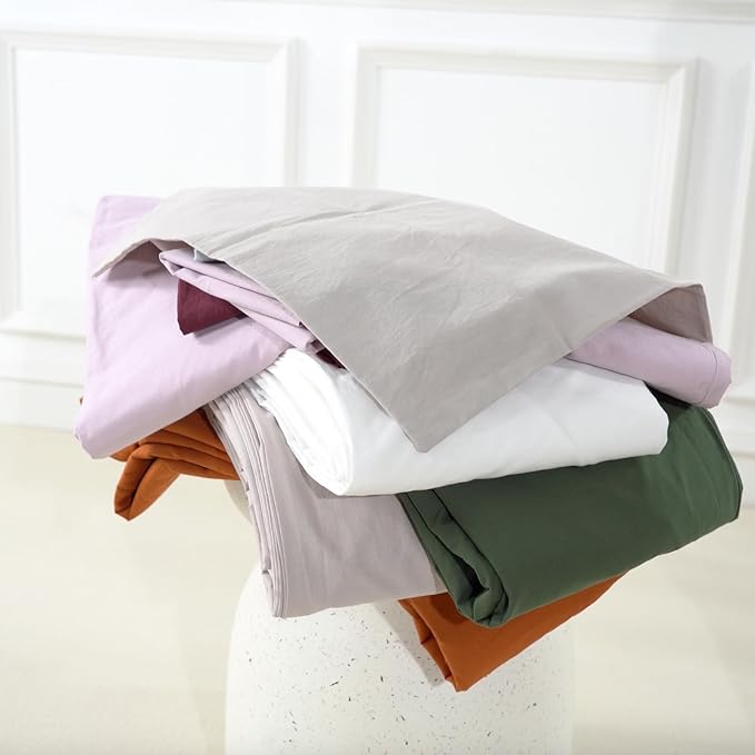 NEXHOME PRO Duvet Cover Set 100% Washed Cotton Oversized King 120"x98" Linen Feel Textured Organic Natural 3 Pieces Bedding Set with Zipper Closure, Breathable and Soft (No Comforter)