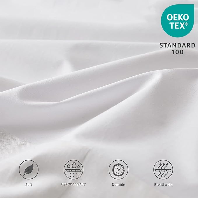 BISELINA French Linen Bed Skirt Split Corner with Button 14-Inch Tailored Drop Natural Flax Cotton Blend Basic Dust Ruffle Soft Cozy (14" King,Button White)