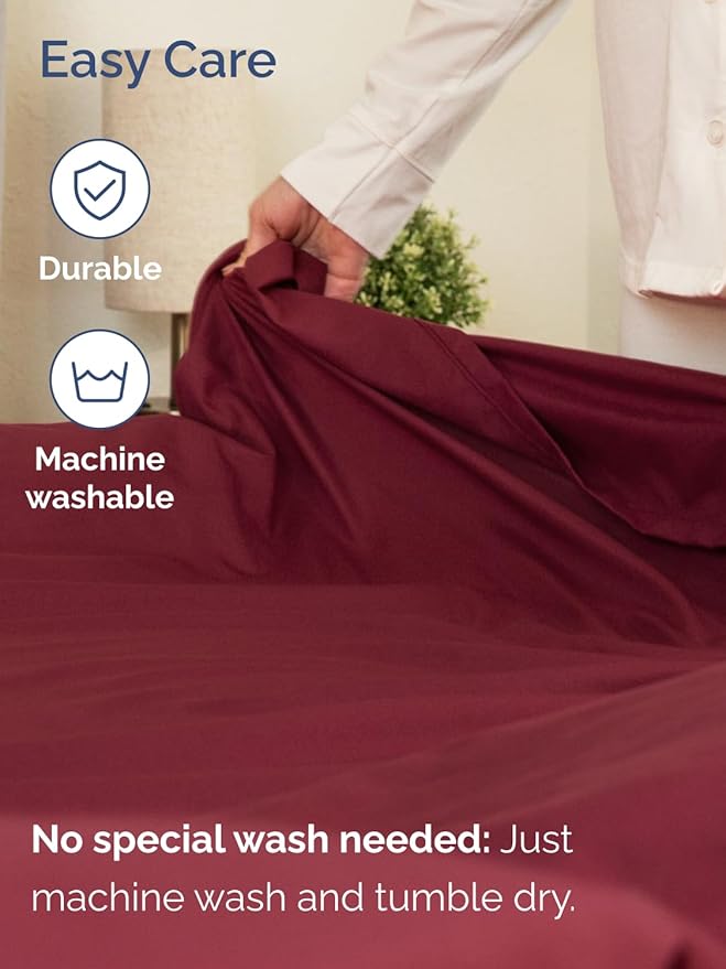 Extra Deep Full Sheet Set - 6 Piece Breathable and Cooling Sheets - Hotel Luxury Bedding for Women, Men, Kids & Teens - Easy & Secure Fit - Soft, Wrinkle Free and Comfy - Extra Deep Pockets - Burgundy