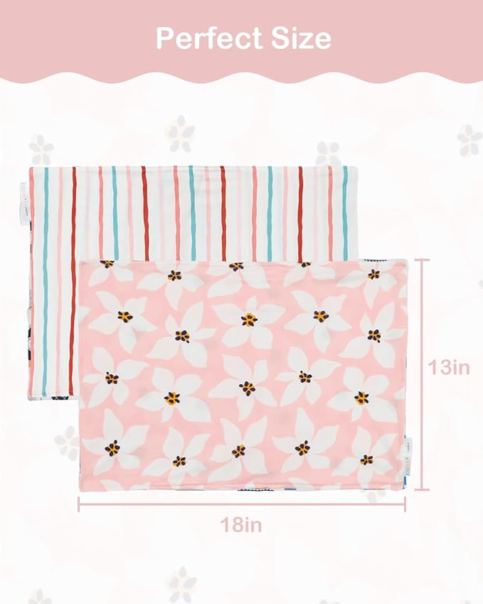 ALVABABY Toddler Pillowcases Stretchy Soft Kids Pillow Cover 2 Pack Fit 13"x 18" or 12"x16" Envelope for Girl Boy Sleepy Travel 2TPE27A