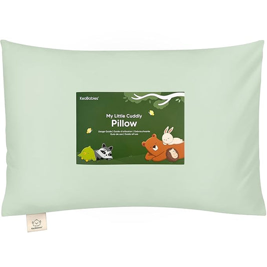 KeaBabies Toddler Pillow with Pillowcase - 13x18 My Little Cuddly Kids Travel Pillows for Sleeping, Nap, Viscose from Bamboo Nursery Pillowcase, Soft & Breathable, Toddler 2-5 Years Old (Sage)