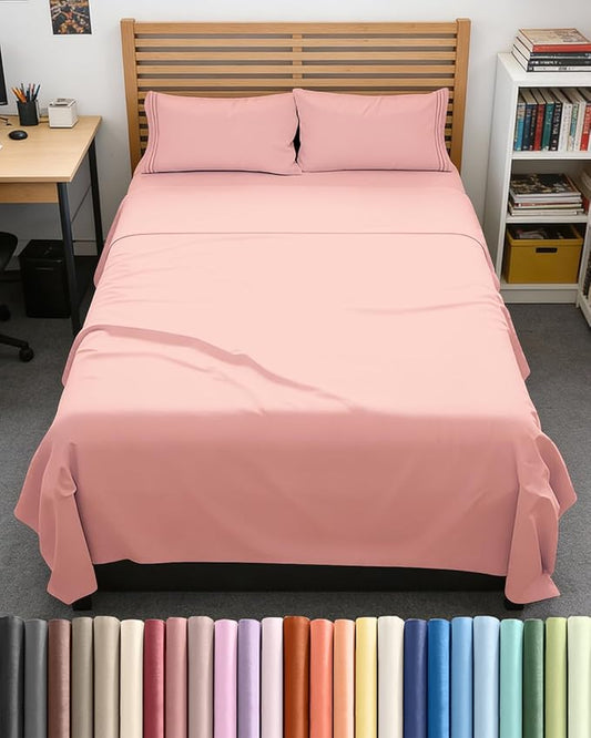 Full XL Size 4 Piece Sheet Set - Comfy Breathable & Cooling Bed Sheets Set - Hotel Luxury Bedding for Women, Men, Kids, Teens, Boys & Girls - Deep Pockets, Soft, Wrinkle Free - Oeko-Tex - Baby Pink
