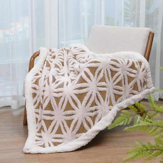 LOMAO Sherpa Fleece Blanket Fuzzy Soft Throw Blanket Dual Sided Blanket for Couch Sofa Bed (Khaki, 51"x63")