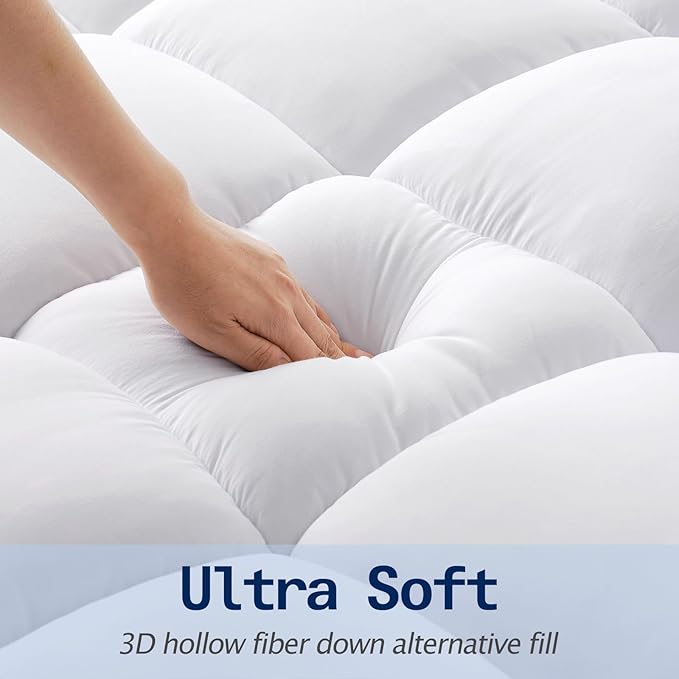 SOPAT Mattress Topper Full Size Extra Thick Mattress Pad 8-21" Deep Pocket Soft Down Alternative Fill Mattress Protector Pillow Top Mattress Cover (54x75 Inches, White)
