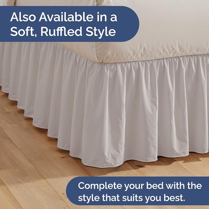 Pleated Bed Skirt Queen Size - 3 Sided Pleated Bed Skirt Queen - Ultra-Soft, Easy Fit with 15 Inch Tailored Drop - Hotel Quality, Wrinkle & Fade Resistant - For Women, Men, Kids and Teens - Light Grey