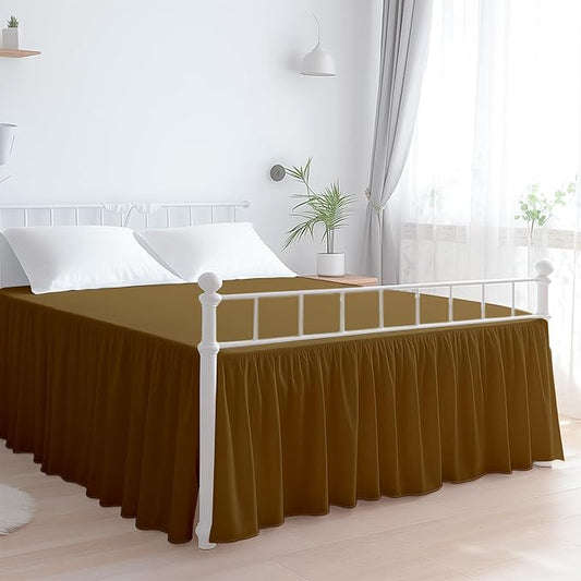 Premium Microfiber Full XL Ruffled Bed Skirt, 15” Drop with Split Corners, Soft Wrinkle Free Bedskirt with Platform, Solid Taupe Dust Ruffle for 54" x 80" Mattress