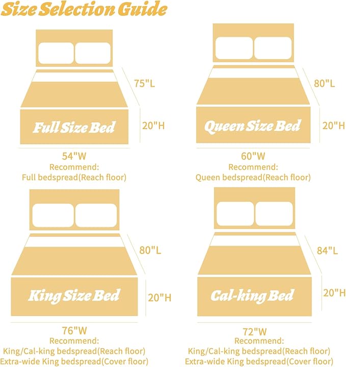 HZ & HY Oversized King Bedspread 138x122 Extra Wide, Quilted Coverlet Bedding Set, Lightweight Thin Comforter, Reversible, Luxurious, 5 Piece, 100% Microfiber, California/Alaskan King, Honey Gold
