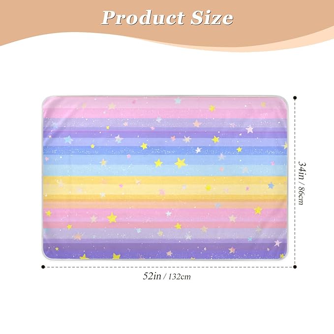 Waterproof Bed Pad Reusable Changing Pad Toddler Mattress Protector Large Pee Pad Baby Diaper Pad Soft Washable Liner Rainbow Stripes and Stars