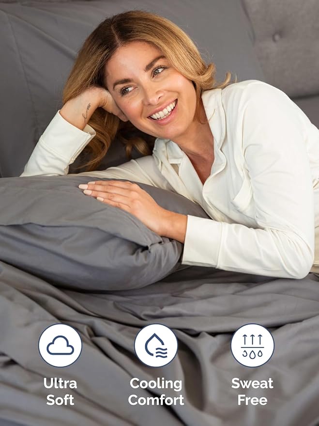 Extra Deep Twin XL Sheet Set - 4 Piece Breathable and Cooling Sheets - Hotel Luxury Bedding for Women, Men, Kids & Teens - Easy & Secure Fit - Soft, Wrinkle Free and Comfy - Extra Deep Pockets - Grey