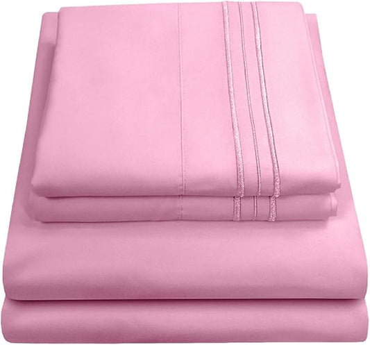California King Sheet Sets - Breathable Luxury Sheets with Full Elastic & Secure Corner Straps Built In - 1800 Supreme Collection Cal King Deep Pocket Bedding Set, Sheet Set, California King, Pink