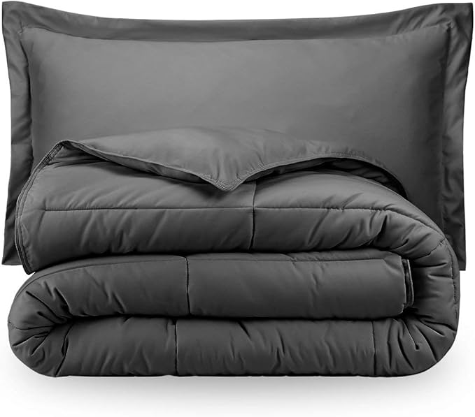 H&H Decor Luxurious & Super Soft 1 Piece Comforter 300 GSM & 4 Pcs Sheet Set 100% Egyptian Cotton 1000 Thread Count Pattern Solid (King, Grey,Solid)