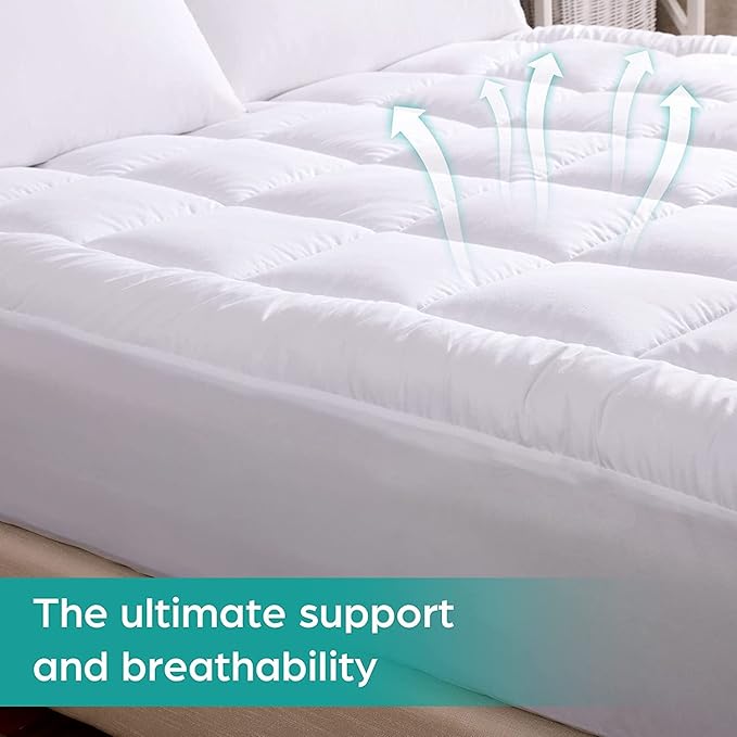 WhatsBedding Waterproof Mattress Pad Twin Size Cotton Top Down Alternative Filling Pillow Top Mattress Topper Cover-Fitted Quilted (Waterproof Twin)