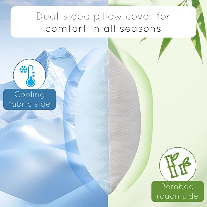 pillosophy Original Adjustable Loft Pillow • Gel-Infused Shredded Memory Foam Fill • Dual-Sided Washable Cooling Cover • Perfect for Back, Side, Stomach Sleepers (Queen Size, 1-pack)