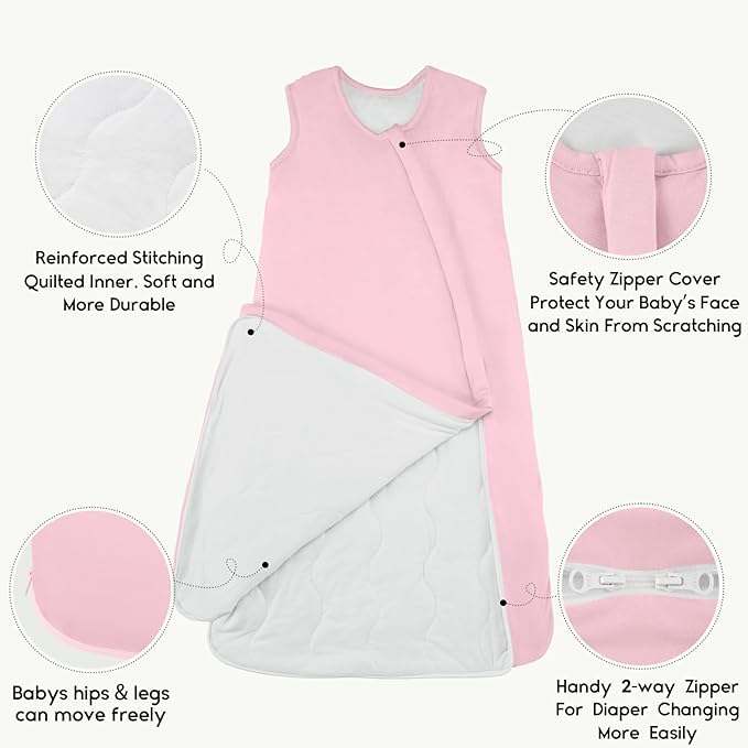 Yoofoss Rayon Made from Bamboo Baby Sleep Sack 6-12 Months 1.0 Tog Baby Wearable Blanket, Super Soft Infant Toddler Sleeping Sack 2-Way Zipper