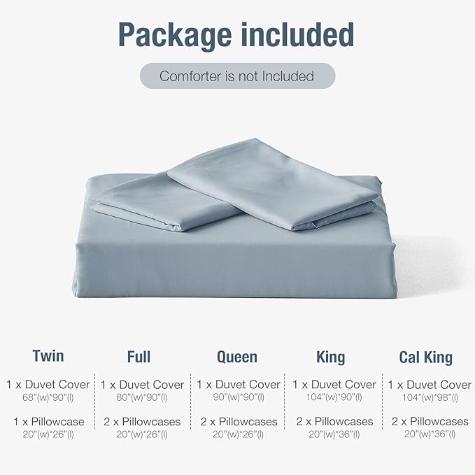 Lekesky Queen Size Duvet Cover Set, Hazy Blue Duvet Cover, Ultra-Soft Microfiber 3 Pieces Comforter Cover with Zipper and Corner Ties, Includes 2 Pillowcases 20"x26"