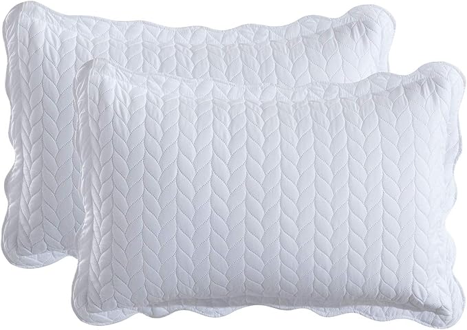 MOONLIGHT20015 White Quilt Set Queen Size (90" x 96") with 2 Pillow Shams (20" x 26"+2") for All Season - 3 Pcs Lightweight Bedding Set Reversible Coverlet Embossed Quilted Bedspread (White)