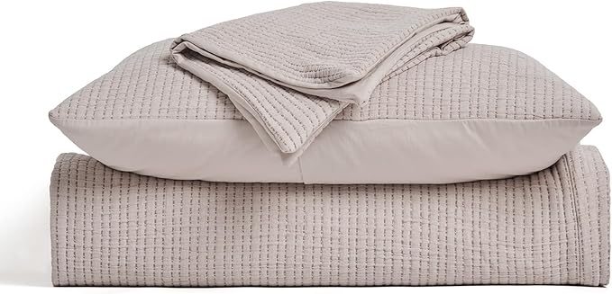 EVERGRACEHOME Cotton Gauze Full Queen Bedspread, Ultra Soft Prewashed Pick Stitch Matelassé Coverlet, Lightweight Textured Oversized Queen Quilt Bedding Set for All Season, with 2 Shams, Rosette Beige
