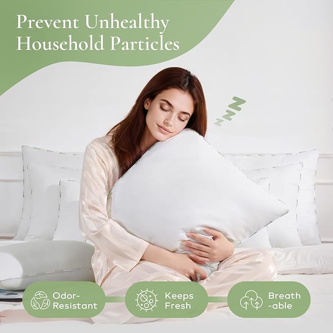 Ashler Home Deco Throw Pillow Inserts (Pack of 2, 16 x 16 Inches, White) - Hypoallergenic 100% Virgin Fiber Square Form Microfiber Throw Pillows for Bed and Couch Pillows | Indoor Decorative Pillow