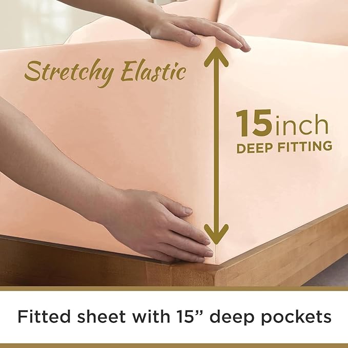 Full XL 100% Microfiber Double Brushed Sheet Set - Extra-Soft, Breathable & Wrinkle-Free - 15" Deep Pockets, 54" x 80" - Ideal for Extra Long Full Beds - 4PC Set (Full XL, Vanilla Cream)