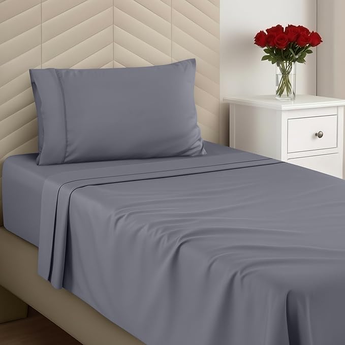 Utopia Bedding Twin XL Size 3 Piece Sheet Set - Brushed Microfiber - Soft Bed Sheets for Twin XL Bed - Includes 1 Fitted, 1 Flat, & 1 Pillow Case - Deep Pocket (Grey)