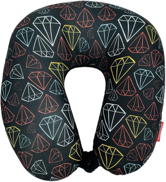 Bookishbunny U Shaped Micro Beads Microbead Neck Head Support Travel Pillow, 12"x12"x4" (Diamond)