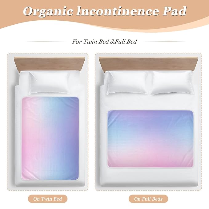 Waterproof Bed Pad Reusable Changing Pad Toddler Mattress Protector Large Pee Pad Baby Diaper Pad Soft Washable Liner Pink Purple Gradient