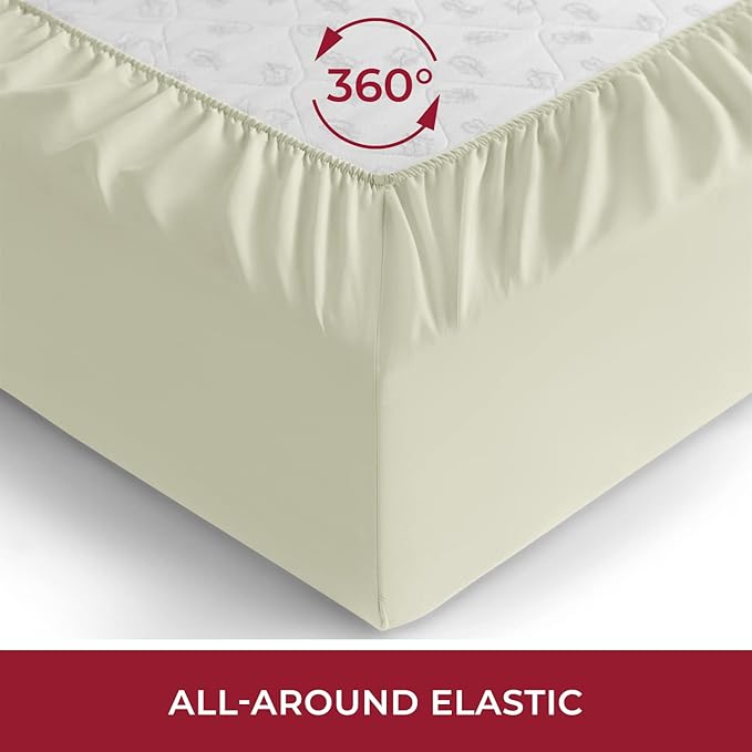 Mellanni King Fitted Sheet - Iconic Collection Bedding Sheets with up to 16 inch Deep Pocket - Soft & Cooling - Fade & Stain Resistant - 1 PC (King, Golden Ivory)
