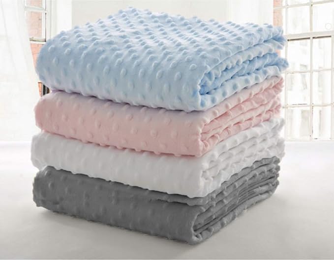 American Baby Company Heavenly Soft Chenille Receiving Blanket (30" x 40"), 2-Layer Design with Minky Dot & Silky Satin, Blue, for Boys and Girls