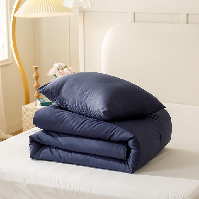 ROSGONIA California King Comforter Set Navy Blue,3pcs(1 Boho Cal King Comforter & 2 Pillowcases) All Season Bedding Soft Bedspread Blanket Quilt