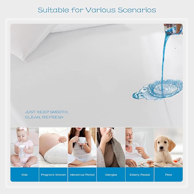 GRT 2 Pack Full Size Mattress Protector Waterproof, Breathable & Noiseless Waterproof Mattress Protector Fitted Deep Pocket from 5" to 19", Smooth Full Bed Mattress Cover Machine Washable