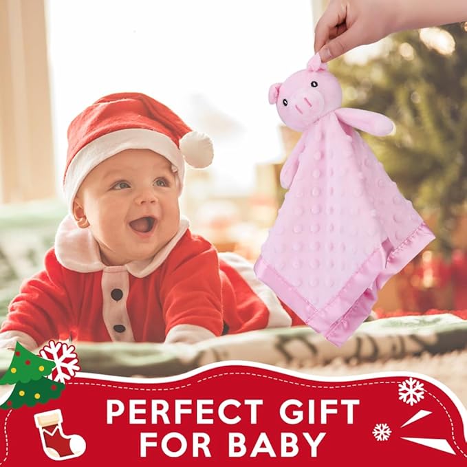 Pro Goleem Pig Loveys for Babies, Soft Security Blanket Baby Snuggle Toy Newborn Stuffed Animals Baby Gifts for Boys and Girls, 16 Inch