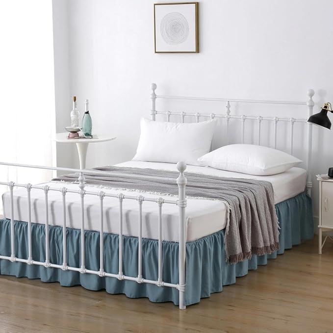 Bed Skirt Queen Size Ruffled Bed Skirt with Split Corners, 12 Inch Drop Dust Ruffle Bed Skirts with Platform, 12''Queen
