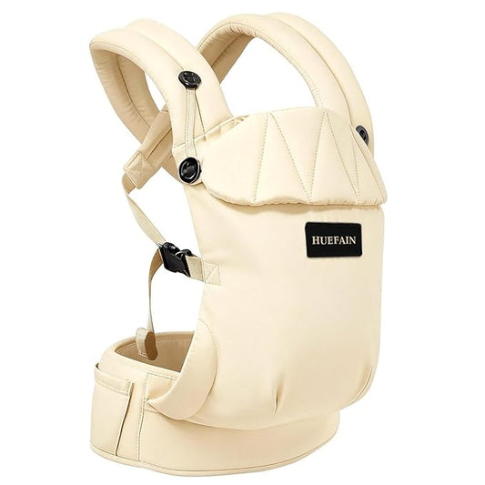 Baby Carrier (7–44 lbs), Soft Breathable Double-Shoulder Carrier with Adjustable Support, Ergonomic Design for Hip Positioning, Comfort Waist Support, Lightweight Hands-Free Baby Carrier (Beige)