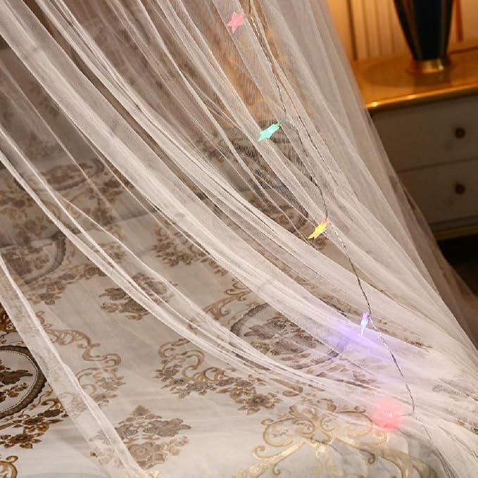 Jolitac Bed Canopy Lace Mosquito Net for Girls Beds, Unique Princess Play Tent Mesh Canopies Large Lace Dome Curtain Drapes Home & Travel (Wihte)