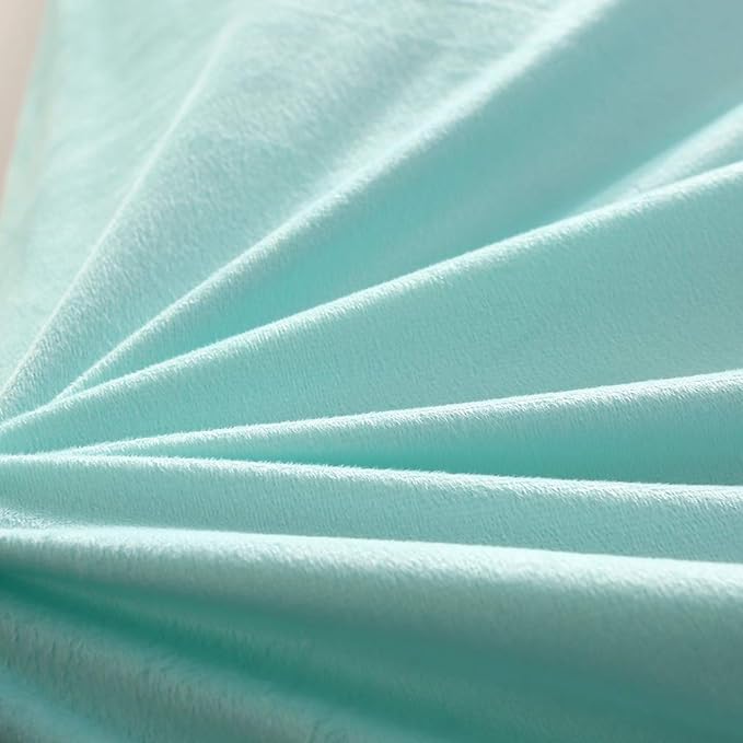 Uhamho Faux Fur Velvet Fluffy Bedding Duvet Cover Set Down Comforter Quilt Cover with Pillow Shams, Ultra Soft Warm (King, Aqua)