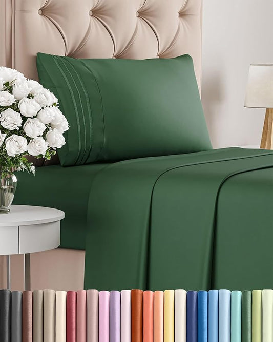 Twin Size 3 Piece Sheet Set - Comfy Breathable & Cooling Bed Sheets Set - Hotel Luxury Bedding for Women, Men, Kids, Teens, Boys & Girls - Deep Pockets, Soft, Wrinkle Free - Oeko-Tex - Emerald Green
