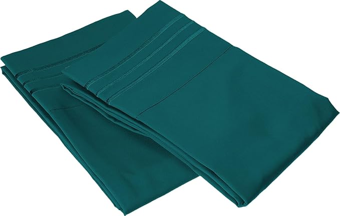 Elegant Comfort 1500 Thread Count Wrinkle & Fade Resistant Egyptian Quality Microfiber Ultra Soft Luxurious 2-Piece Pillowcases, Standard Size, Marine Teal