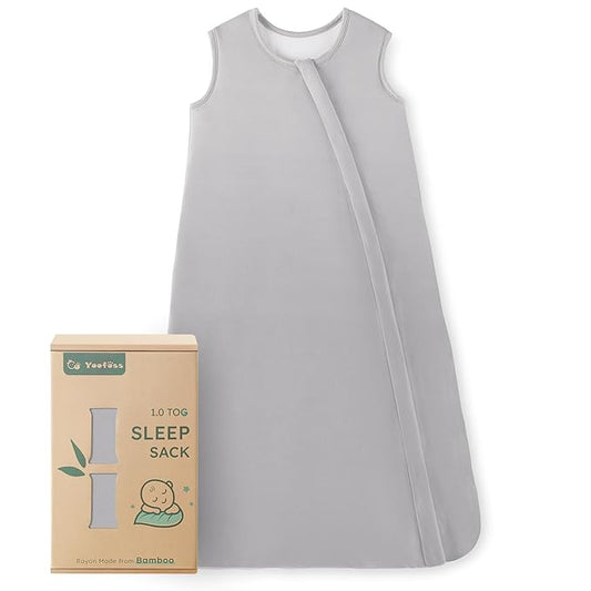 Yoofoss Rayon Made from Bamboo Baby Sleep Sack 0-6 Months 1.0 Tog Baby Wearable Blanket, Super Soft Infant Toddler Sleeping Sack 2-Way Zipper
