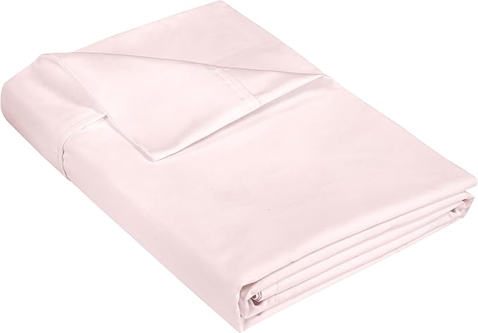 400 Thread Count 100% American Grown Cotton Flat Sheet - Cooling Sheets - King Sheets - Luxury Sateen Weave - King Flat Sheet Sold Separately - Super Soft Pink Flat Sheet Only (King, Kyoto Blush)