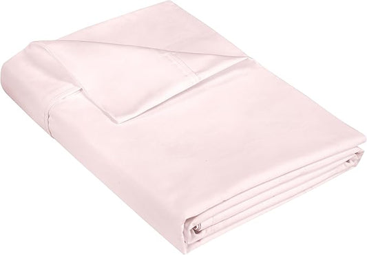 400 Thread Count 100% American Grown Cotton Flat Sheet - Cooling Sheets - Twin Sheets - Luxury Sateen Weave - Twin Flat Sheet Sold Separately - Super Soft Pink Flat Sheet Only (Twin, Kyoto Blush)