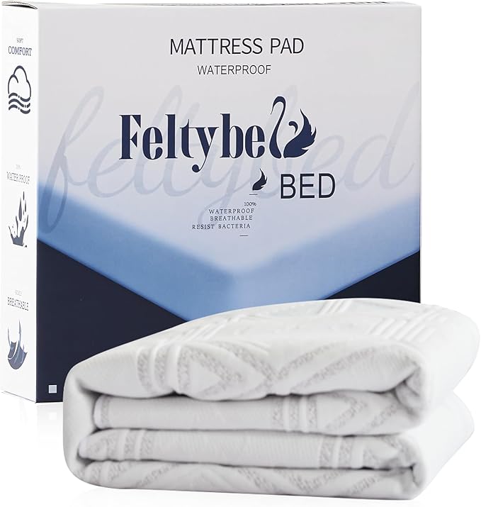 FELTYBED Waterproof Queen Size Mattress Protector, 3D Air Fabric Soft Breathable Bed Cover, Mattress Cover Fitted 6"-15" Deep Pocket, Noiseless Washable